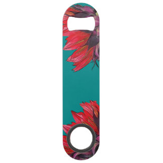 Red Sunflower Sideview Turquoise Bottle Opener Speed Bottle Opener