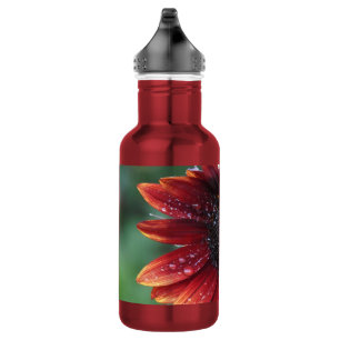 Red Sunflower with Rain Drops on Petals 532 Ml Water Bottle