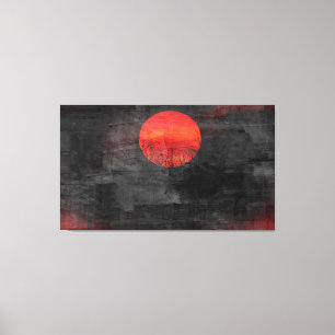 Red Sunset Abstract Painting #3 Canvas Print