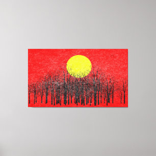 Red Sunset Abstract Painting #4 Canvas Print