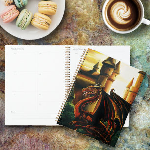 Red Sunset Castle Dragon Fantasy Planner