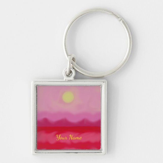 Red Sunset Ocean Keychain (Front)