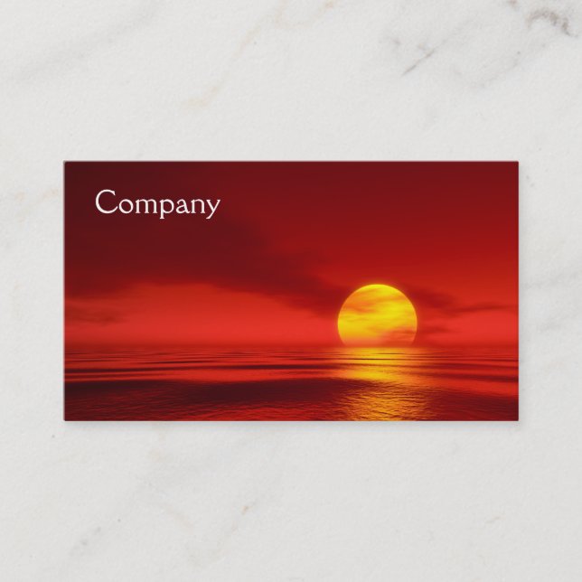 Red Sunset Over The Ocean Business Card (Front)