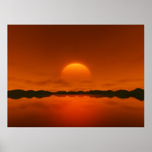 red sunset poster