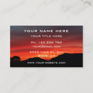 Red Sunset Sky Business Card with Your Text Info