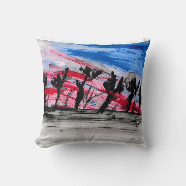 Red Sunset Throw Pillow (Front)