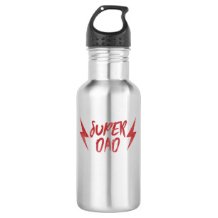 Red Super Dad Lightning Bolt Rock'n Roll Script 532 Ml Water Bottle