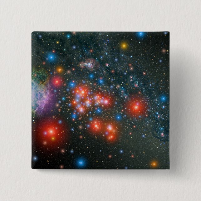 Red Super Giant Cluster 2 Inch Square Button (Front)