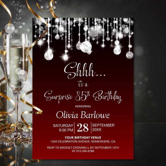 Red Surprise 85th Birthday Party Invitation (Creator Uploaded)