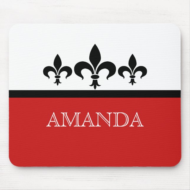 Red Swanky Fleur De Lis Mousepad (Front)