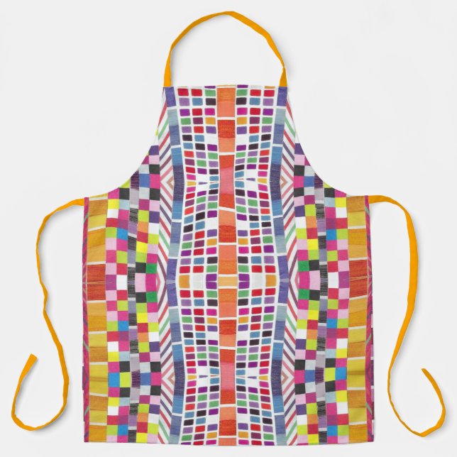 Red Swatches + Colourful Pixels Apron (Front)