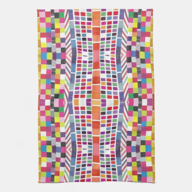 Red Swatches + Colourful Pixels  Kitchen Towel (Vertical)