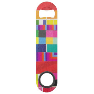 red swatches, stripes, and colourful pixels bar key