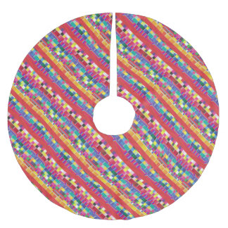 red swatches, stripes, and colourful pixels brushed polyester tree skirt