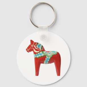 Red Swedish Dala Horse Keychain