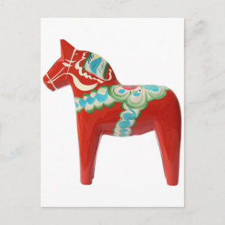 Red Swedish Dala Horse Postcard