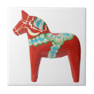 Red Swedish Dala Horse Tile