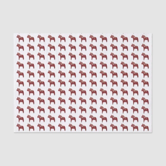 Red Swedish Dala Horses  Tissue Paper (Front)