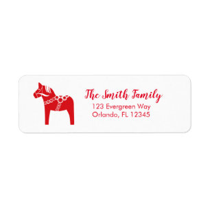 Red Swedish Horse Illustration Return Address