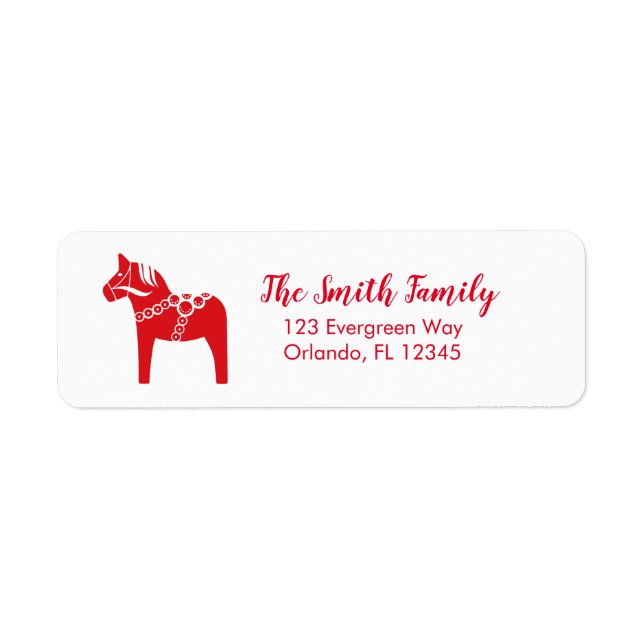 Red Swedish Horse Illustration Return Address (Front)