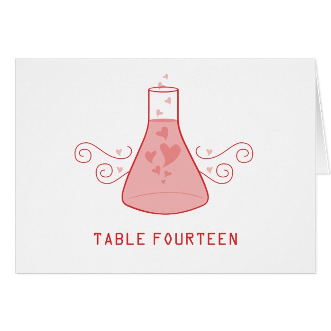 Red Sweet Chemistry Table Number Card (Front Horizontal)