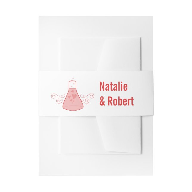 Red Sweet Chemistry Wedding Belly Bands Invitation Belly Band (Front Example)