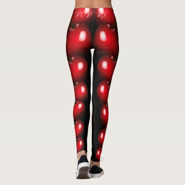 Red Sweet Cherries - Add Your Text / Colour - Fun Leggings (Back)