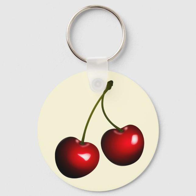 Red Sweet Cherries - Choose / add colour Keychain (Front)
