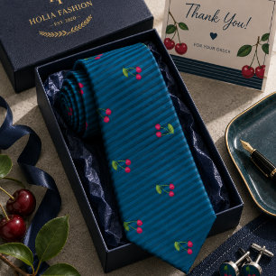 Red Sweet Cherry Pattern Tie