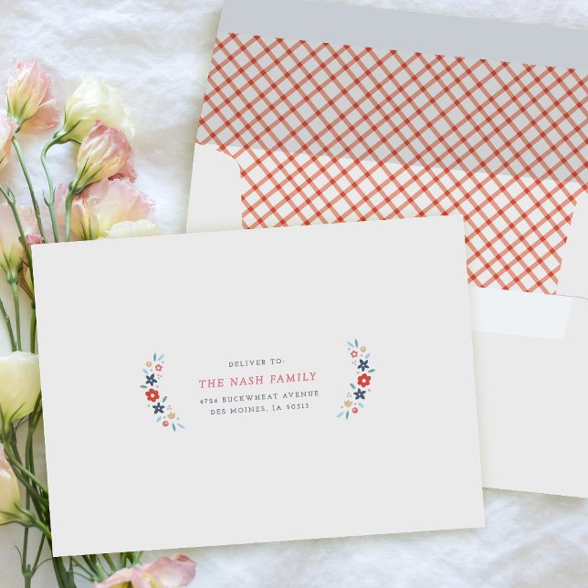 Red Sweet Floral Birth Announcement Envelope (Creator Uploaded)