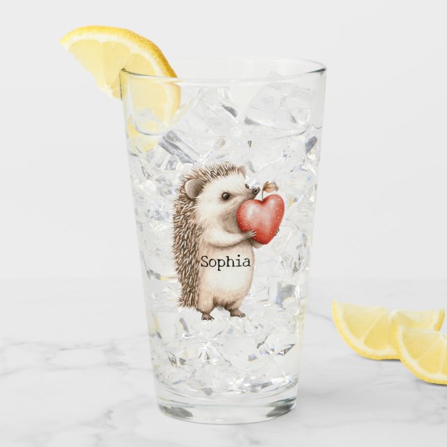 Red Sweet Heart Hedgehog   Glass (Front Ice)