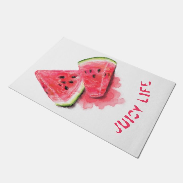 Red Sweet Juicy Watermelon Doormat (Angled)