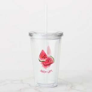 Red Sweet Juicy Watermelon Pieces Tasty - Drawing Acrylic Tumbler