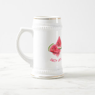 Red Sweet Juicy Watermelon Pieces Tasty - Drawing Beer Stein