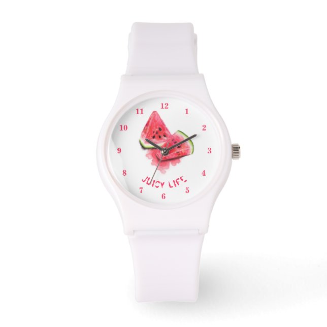 Red Sweet Juicy Watermelon Pieces Watch (Front)