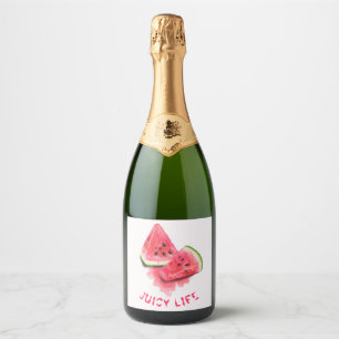 Red Sweet Juicy Watermelon Sparkling Wine Label Ta