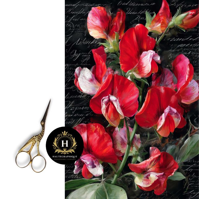 Red Sweet Pea Floral Decoupage Tissue Paper (Creator Uploaded)