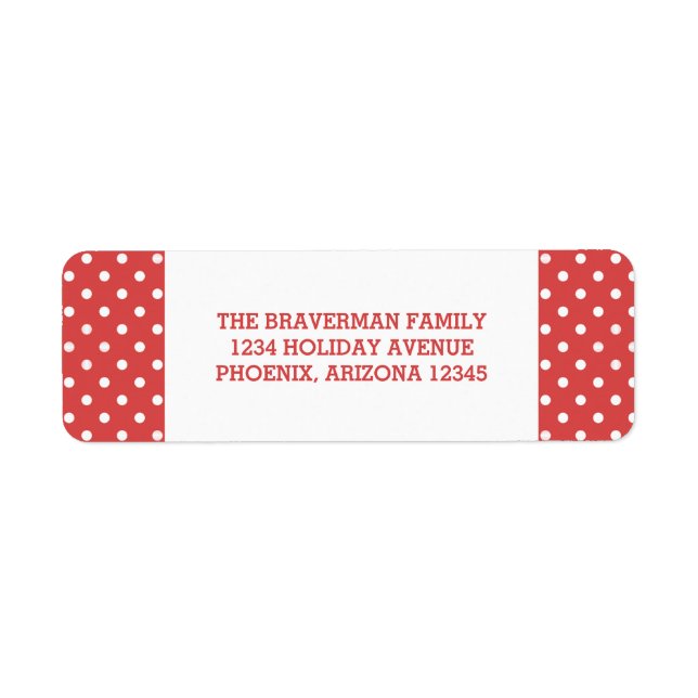 Red Sweet Polka Dot Holiday Address Labels (Front)