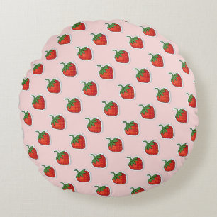 Red Sweet Strawberry pattern Round Pillow