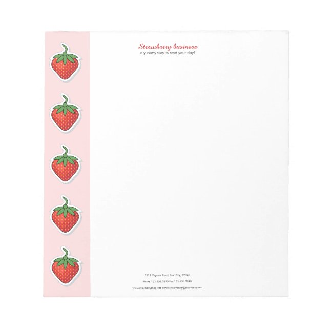 Red Sweet Strawberry - personalized template Notepad (Front)
