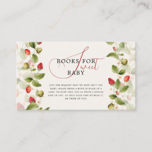 Red Sweet Strawberry Wildflower Wreath Baby Shower Enclosure Card