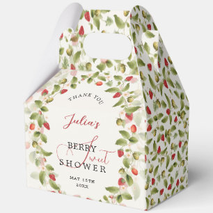 Red Sweet Strawberry Wildflower Wreath Baby Shower Favor Box
