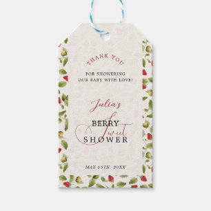 Red Sweet Strawberry Wildflower Wreath Baby Shower Gift Tags