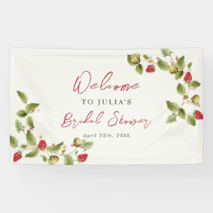 Red Sweet Wild Strawberry Flowers Wedding Banner