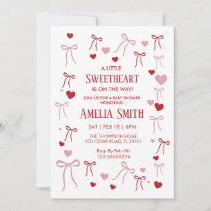 Red Sweetheart Valentine's Day Girls doodle Baby  Invitation