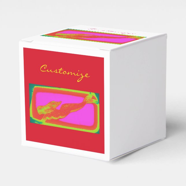 red swimming mermaid favor box (Front Side)