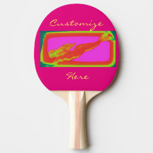 Red swimming mosaic mermaid ping pong paddle
