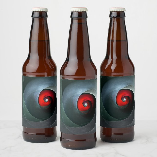 Red Swirl Artistic Modern Abstract Art Pattern #19 Beer Bottle Label (Bottles)