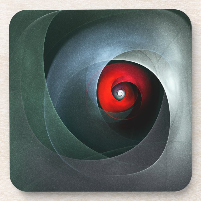 Red Swirl Artistic Modern Abstract Art Pattern #19 Coaster (Front)