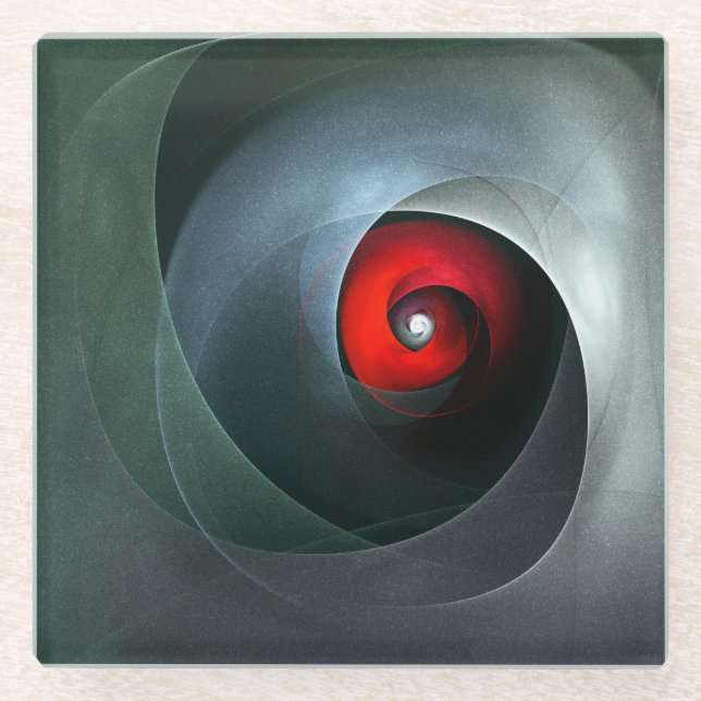 Red Swirl Artistic Modern Abstract Art Pattern #19 Glass Coaster (Front)